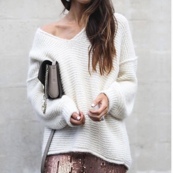 Free People Sweaters - Free People All Mine Cotton Alpaca Oversized Cream Knit Sweater-Size XS